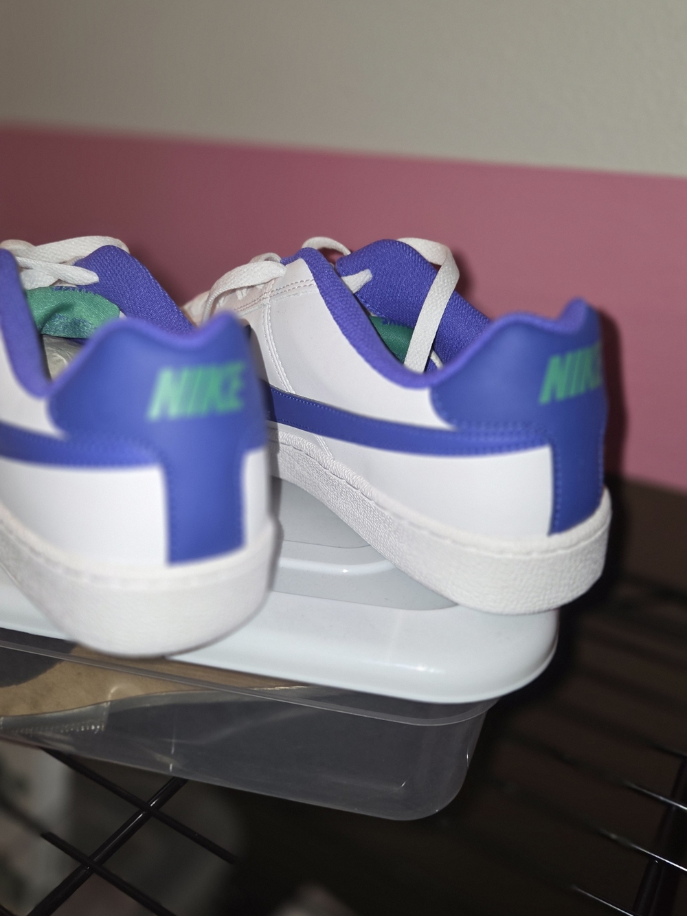 Womens Nike White and Purple Low-Top Sneakers